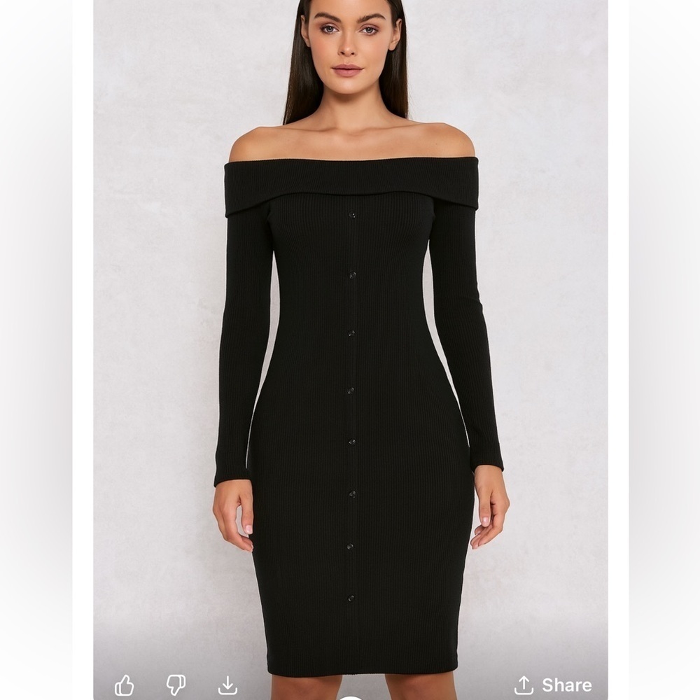Wild Fable - Black Off-Shoulder Long Sleeve Dress